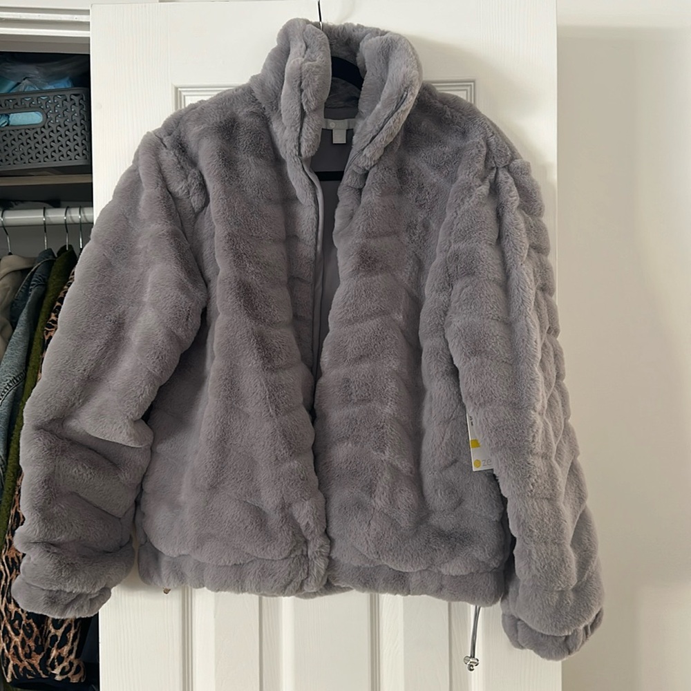 Zella faux fur zip up jacket
